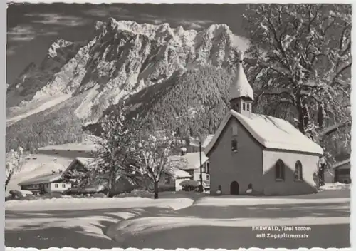 (13837) Foto AK Ehrwald, Kapelle, Zugspitzmassiv 1960