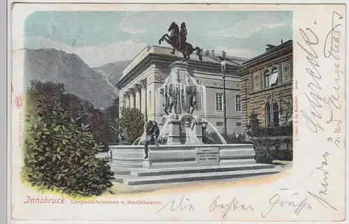 (114774) AK Innsbruck, Leopoldsbrunnen u. Stadttheater 1902