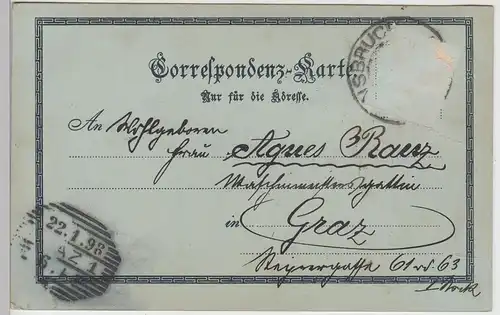 (110989) AK Gruss aus Innsbruck, Mondschein Litho 1898