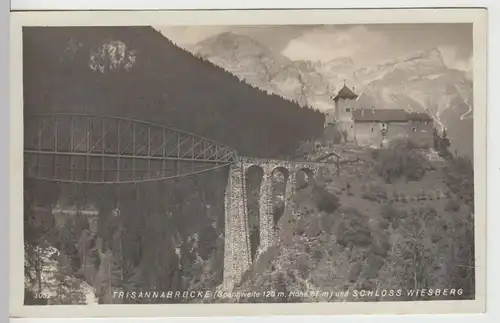 (108731) Foto AK Trisannabrücke, Schloss Wiesberg, Tobadill, Sonderstempel 1938