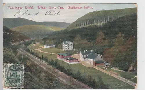 (99978) AK Thüringer Wald, Wilde Gera Tal, Gehlberger Mühle 1907