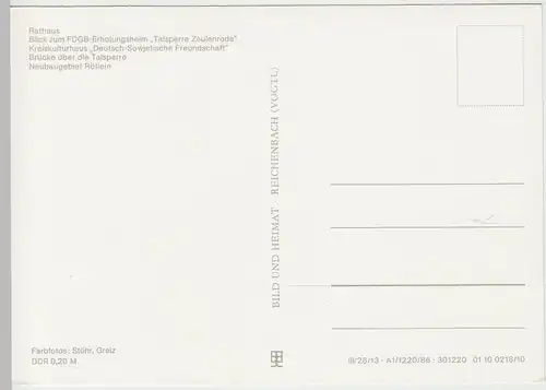 (99522) AK Zeulenroda, Mehrbildkarte, 1986
