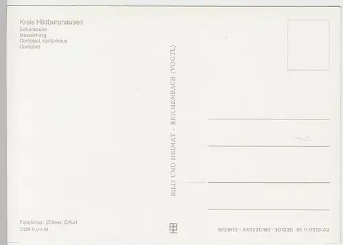 (99266) AK Kreis Hildburgshausen (Thüringer Wald), Mehrbildkarte, 1986