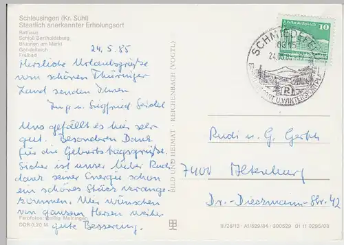 (99185) AK Schleusingen, Mehrbildkarte, 1984