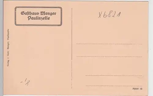 (96749) AK Kloster Paulinzella, Werbung Gasthaus Menger, vor 1945