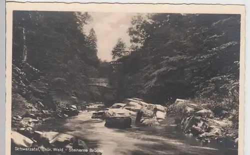 (96746) Foto AK Schwarzatal, Thür., Steinerne Brücke 1942