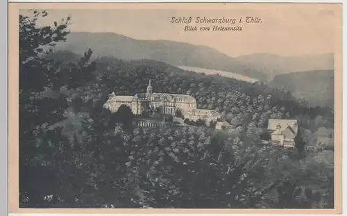 (96743) AK Schloss Schwarzburg, Thür., Blick vom Helenensitz, vor 1945