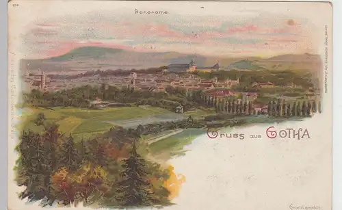 (96723) Künstler AK Gruß aus Gotha, Panorama, bis 1905