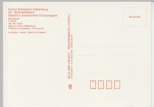 (96534) AK Steinbach Hallenberg, Mehrbildkarte, 1988