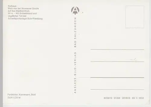 (96463) AK Suhl, Mehrbildkarte m. Schießstand u. Schießsportanlage, 1986