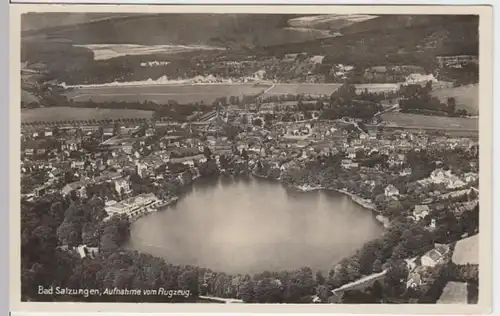 (9635) Foto AK Bad Salzungen, Panorama, Burgsee, Luftbild 1928-34