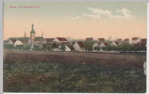 (94972) AK Gruß aus Monstab, Panorama mit Kirche, bis 1920