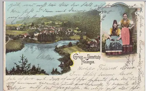 (94936) AK Gruß aus Sommerfrische Frauensee, Trachten 1904