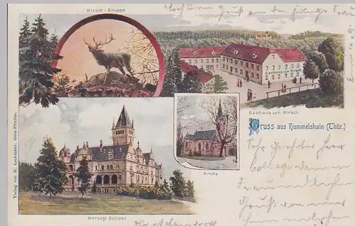 (93197) AK Gruß aus Hummelshain, Gasthaus zum Hirsch, Schloss 1902