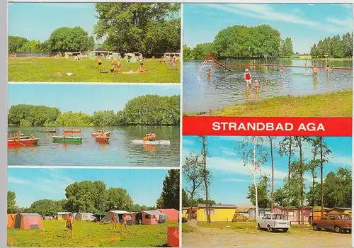 (91942) AK Strandbad Aga Kr. Gera, Mehrbildkarte, 1982