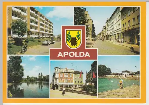 (91885) AK Apolda, Mehrbildkarte, 1989