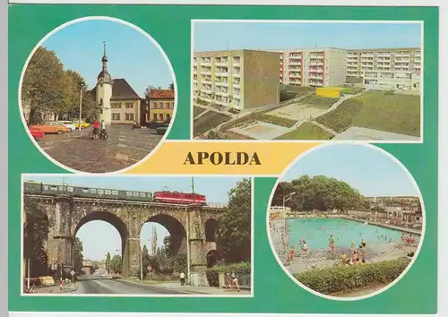 (91884) AK Apolda, Mehrbildkarte, 1989