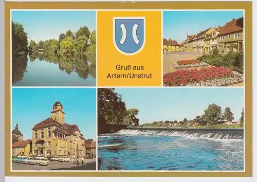 (91872) AK Artern, Unstrut, Aratora See, Rathaus, Nordhäuser Straße 1983