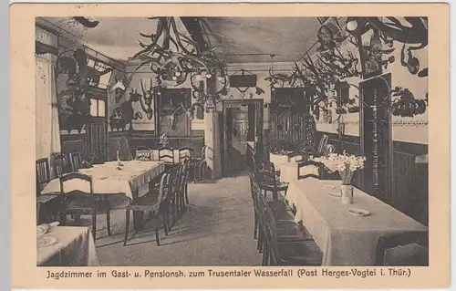 (91124) AK Herges-Vogtei, Jagdzimmer i. Gasthaus Zum Trusetaler Wasserfall