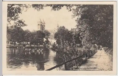 (9053) Foto AK Bad Klosterlausnitz, Klosterteich, Klosterkirche 1955