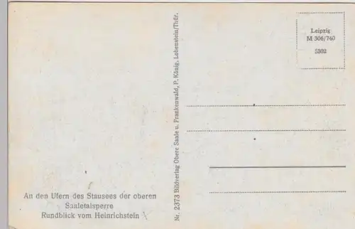 (90352) AK Saaletalsperre, Blick vom Heinrichstein, 1940er