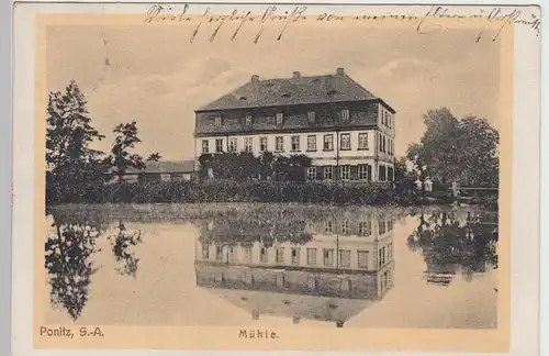(89166) AK Mühle Ponitz mit Mühlteich 1915