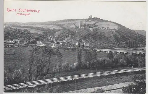 (88584) AK Sachsenburg, Blick zu den Burgruinen, 1910er