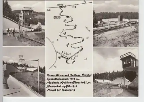 (86654) Foto AK Oberhof i. Thür., Mehrbildkarte Rennschlitten- u.Bobbahn 1976