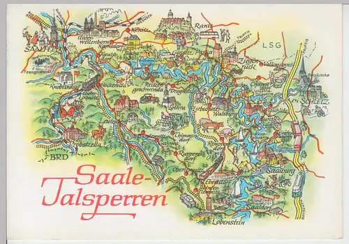 (86505) AK Wanderkarte Landkarte -Saale Talsperren- 1977