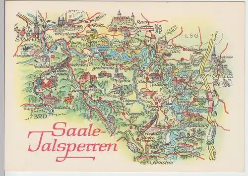 (86504) AK Wanderkarte Landkarte -Saale Talsperren- 1974