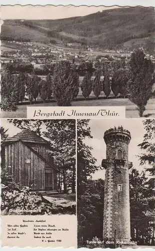 (86425) Foto AK Ilmenau, Panorama, Turm auf dem Kickelhahn 1962