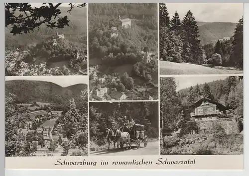 (83211) Foto AK Schwarzburg, Schwarzatal, Mehrbild, Postkutsche 1977