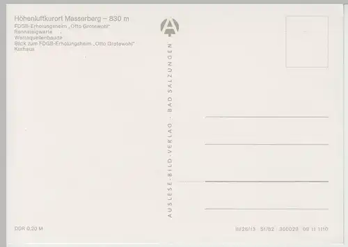 (83203) AK Masserberg, Mehrbild, Kurhaus, Rennsteigwarte 1982