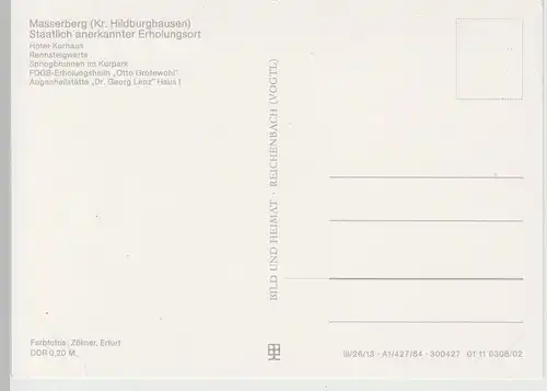 (83202) AK Masserberg, Mehrbild, Hotel Kurhaus, Springbrunnen 1984
