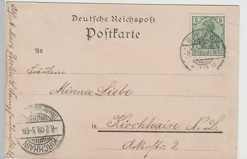 (82884) AK Gruss aus Saalfeld, Panorama, Litho um 1900 (gel. 1908)