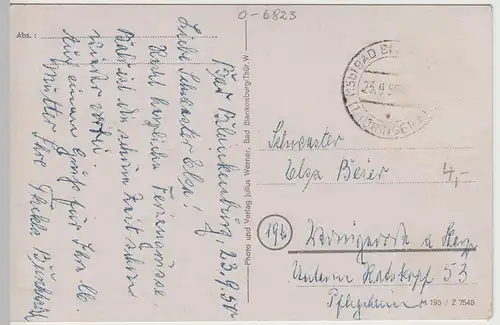 (80771) AK Bad Blankenburg, Blick v.d. Ingoklippen i. Schwarzatal 1950