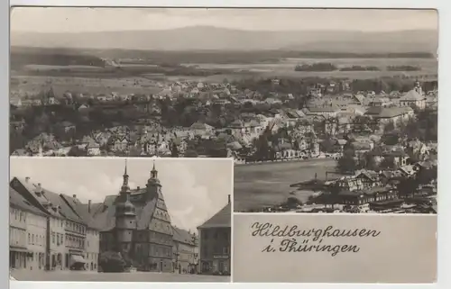 (80759) Foto AK Hildburghausen, Gesamtansicht u. Rathaus 1960