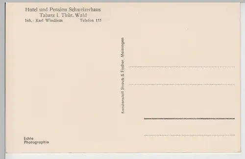 (78616) Foto AK Tabarz, Thür. Wald, Hotel Schweizerhaus, Lauchagrund, v.1945