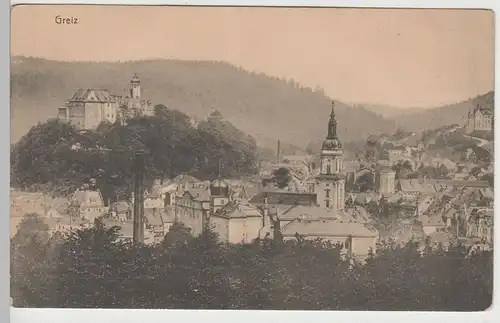 (76357) AK Greiz, Oberes u. Unteres Schloss, St. Marien, v. 1945