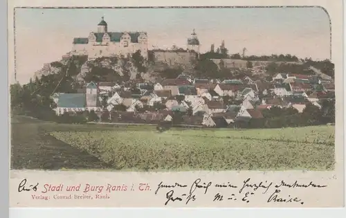 (76341) AK Ranis, Thür., Ort mit Burg 1901