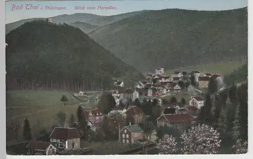 (75988) AK Bad Thal, Thür. Wald, Panorama, Blick vom Paradies 1916