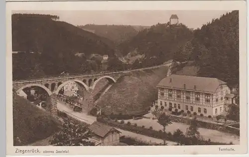 (73537) AK Ziegenrück, Saaleviadukt, Turnhalle, Kemenate 1926