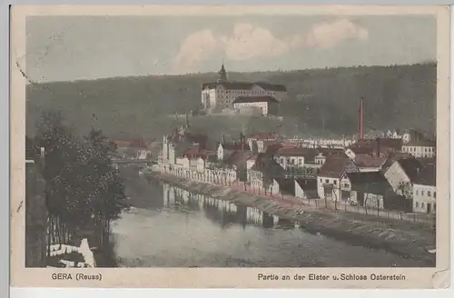 (72567) AK Gera Reuss, Partie a.d. Elster u. Schloss Osterstein, 1915