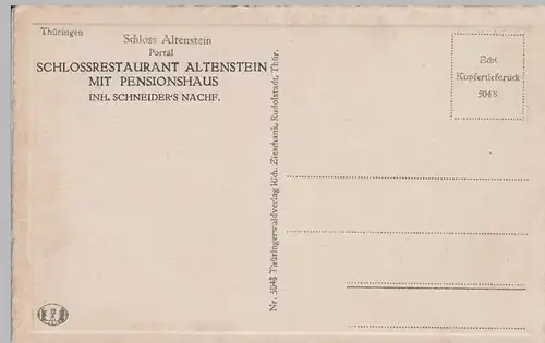 (70835) AK Schloss Altenstein, Portal, vor 1945