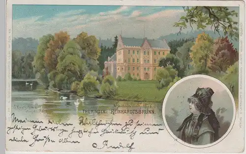 (70807) AK Reinhardsbrunn, Schloss, Litho 1898, gelaufen 1902