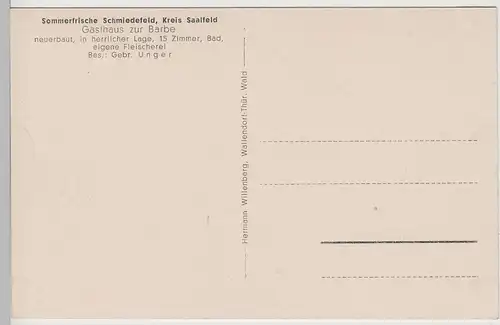 (70777) AK Schmiedefeld (Lichtetal), Gasthaus "Zur Barbe", vor 1945