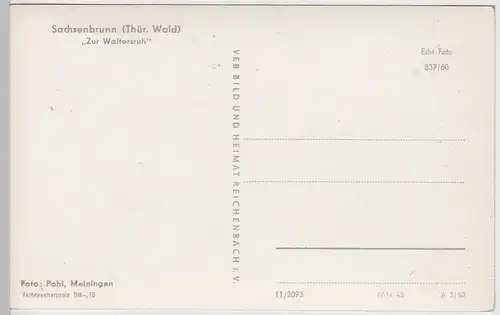 (52749) Foto AK Sachsenbrunn, Zur Waltersruh 1960