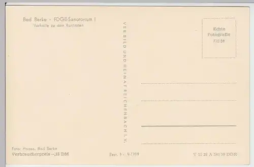 (52385) Foto AK Bad Berka, FDGB-Sanatorium I, Vorhalle 1959
