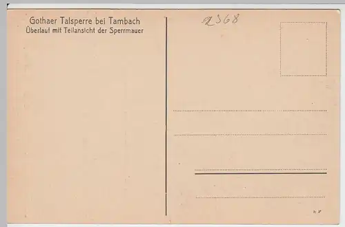 (50233) AK Tambach, Gothaer Talsperre, Sperrmauer, Überlauf, vor 1945