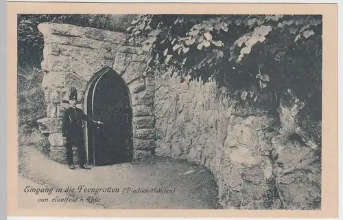 (47186) AK Saalfeld, Saale, Eingang Feengrotten, Bergmann, vor 1945